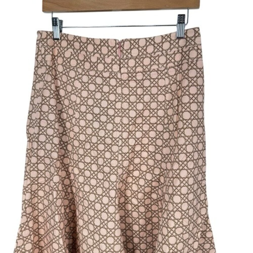 Tuckernuck NEW Petal Cane Brynn Geometric Pink Retro Pleated Midi Skirt Size 2 - Picture 8 of 12